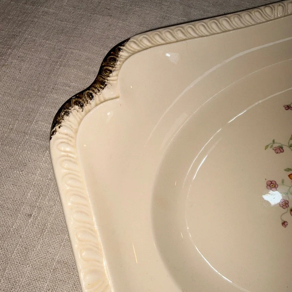 Salem Heirloom Cream Porcelain Serving Dish Pheasant Bird Floral‎ Gold Trim